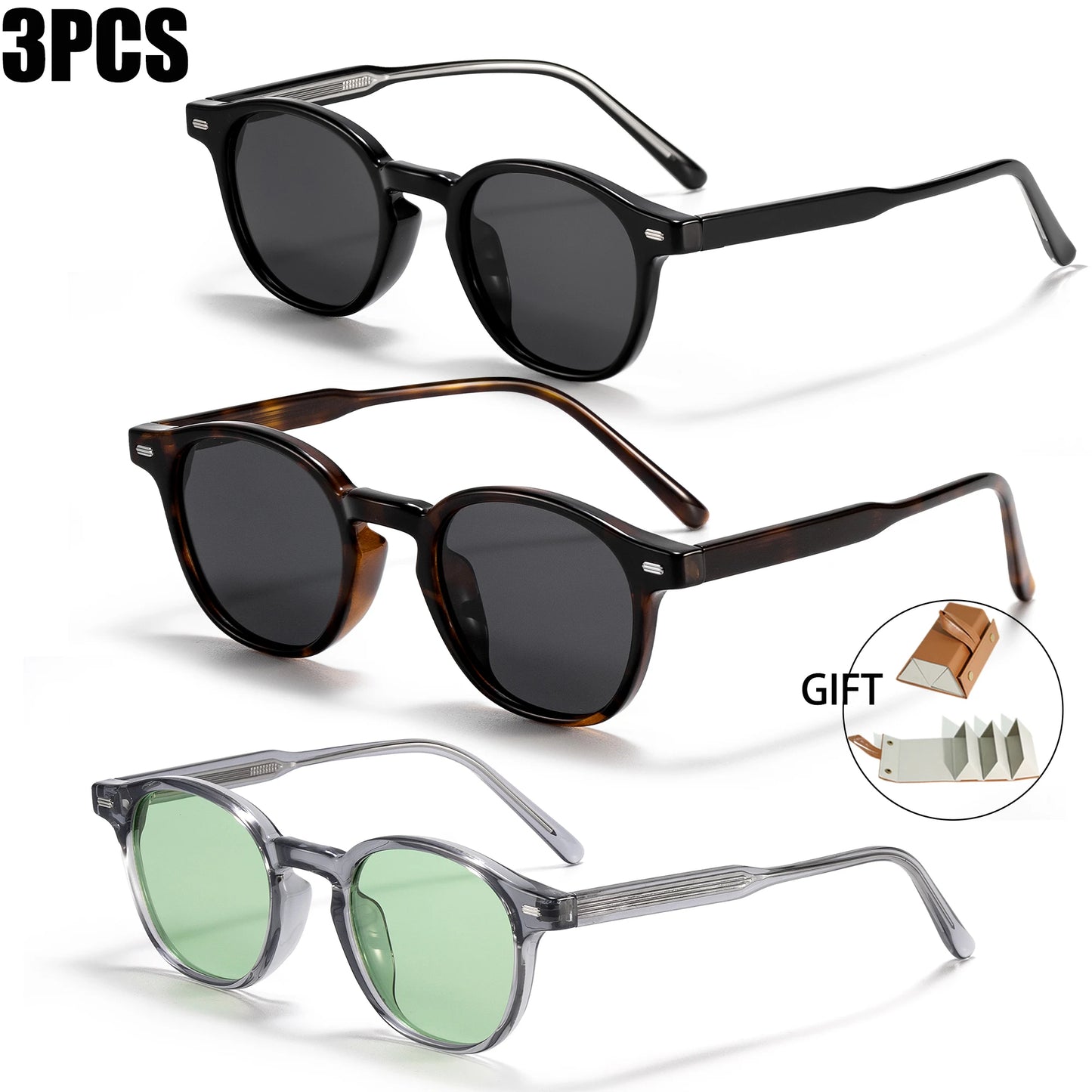 Caterside Polarized Round Sunglasses Men