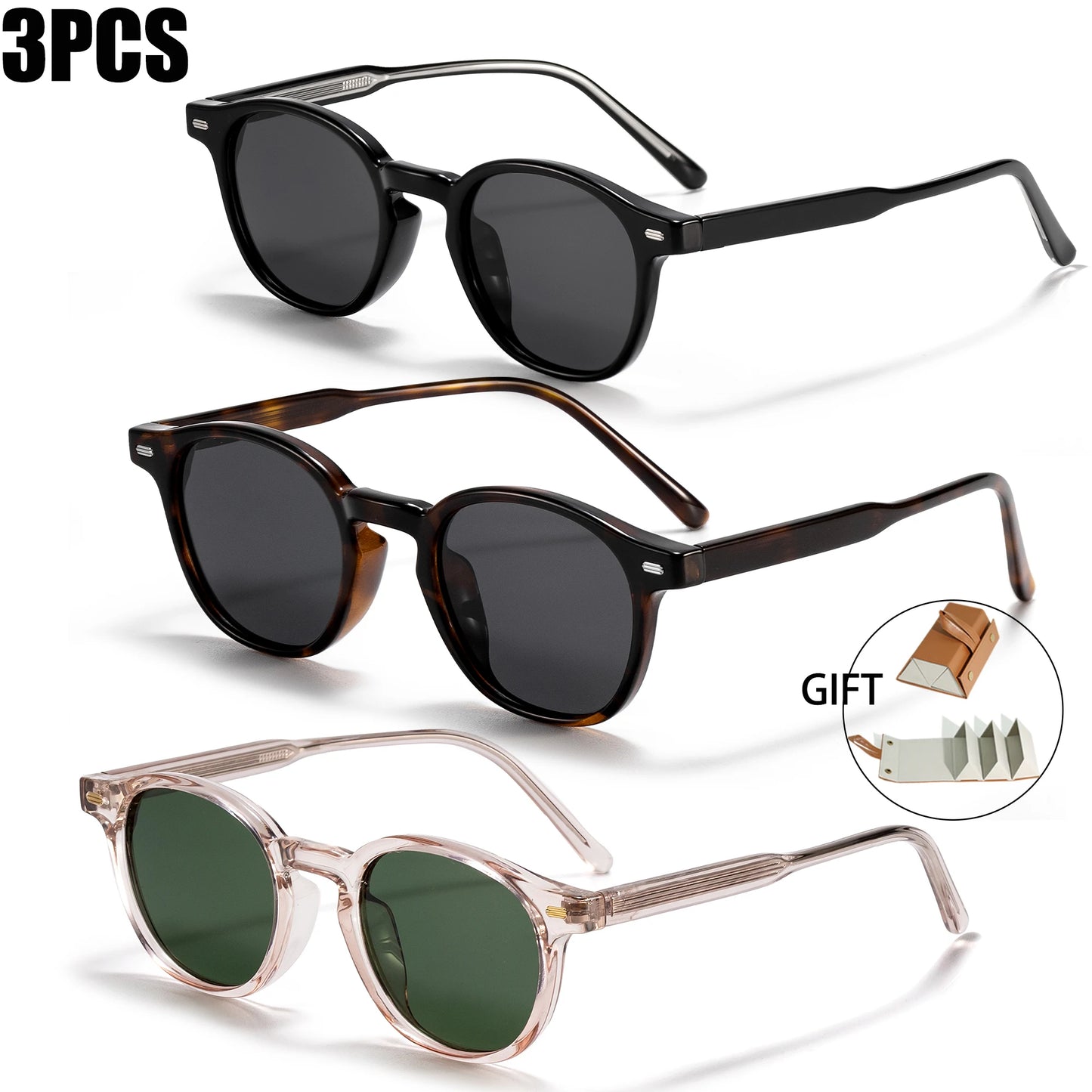 Caterside Polarized Round Sunglasses Men