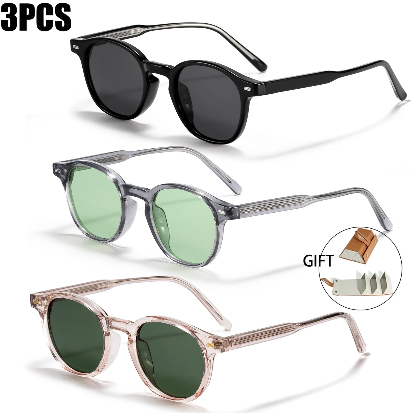 Caterside Polarized Round Sunglasses Men