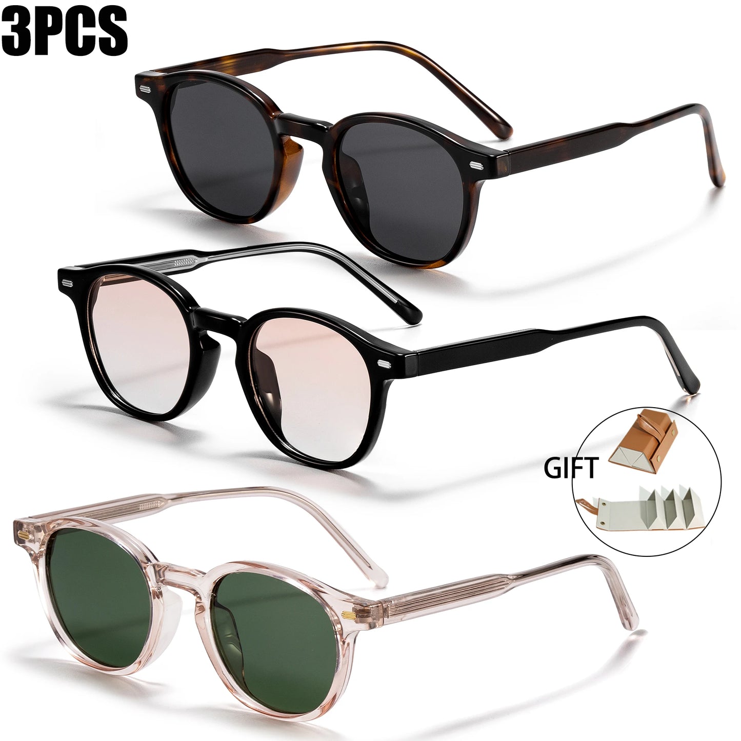 Caterside Polarized Round Sunglasses Men