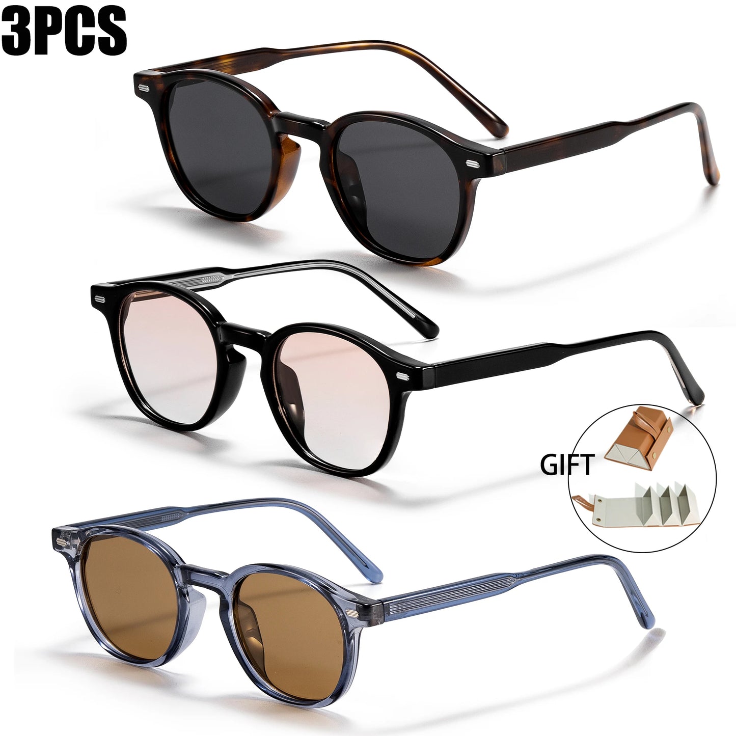 Caterside Polarized Round Sunglasses Men